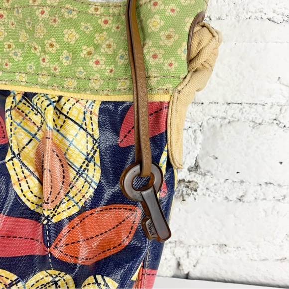 Fossil Floral Coated Canvas Shoulder Bag Hobo Purse - Picture 3 of 10